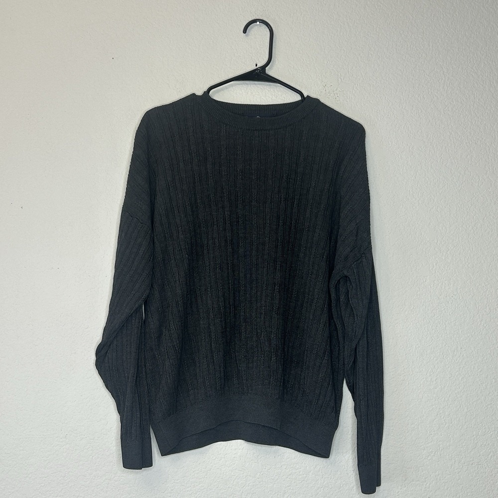 Vintage 90s Barry Bricken 100% Silk Wide Ribbed Knit Crewneck Sweater Men Size L